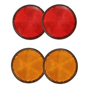 BRADOO- 2Pcs Round Red Reflector Universal for Motorcycle ATV 5.6x0.8cm & 2 x 2Inch Round Orange Reflectors Universal