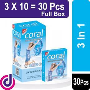 Coral- 3 in 1 Condom- 1pcs Extra Time, 1pcs Flavour and 1pcs Supper  Dotted- 3x3=9pcs ( Package )