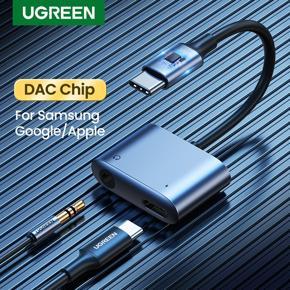 UGREEN 2 in 1 USB-C to 3.5mm headphone aux audio jack and Type-C PD 3.0 fast charging adapter converter