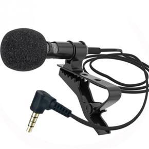 3.5 Mm Microphone Clip Tie Collar For phone Speaking Clip Microphone  Black Curved head 3m