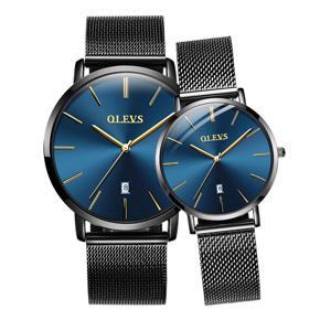 OLEVS Casual Luxury Couple Watches Fashion Magnet Quartz Waterproof Mesh Belt Watch for Couple - 5869 2Pic