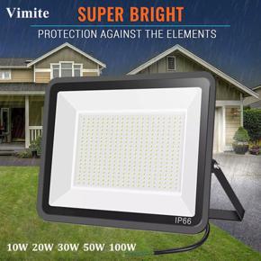 Vimite LED Flood Light Outdoor Warm/White IP65 Waterproof 10W/20W/30W/50W/100W for Garden Home Street Parking Patio