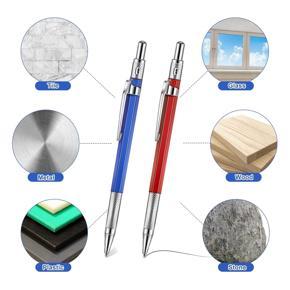 XHHDQES 2 Pcs Streak Welders Pencil with 24 Pcs 2mm Refills Mechanical Pencil with Built in Sharpener Carpenter Pencils