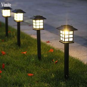 Vimite LED Solar Lawn Lamp Outdoor Waterproof Automatic Sensor  Garden Light Fence Light Landscape Lighting for House Path Patio Walkway