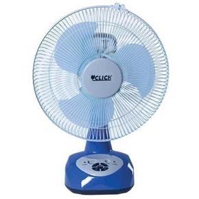 Rechargeable Table Fan 12'' Blue Full specifications Brand: CLICK Category: Charger Fan Model: Rechargeable Table Fan 12' Blue Features Charger type: USB Charger Battery: 6V, 4.5Ah Speed low: 280 R.P.