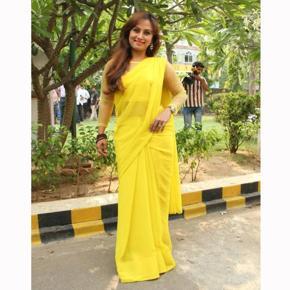 Yellow Weightless Georgette Saree for Women