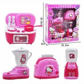 Hello Kitty 4 In 1 Blender Bread toaster, Water dispenser and Stove Weekday collection For Kid's Toys