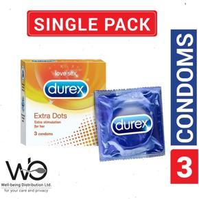 Durex Extra Dots Condom - Single Pack - 3pcs Condom