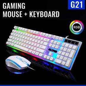 Rgb gaming keyboard mouse combo g21-b rgb keyboard rgb gaming mouse white