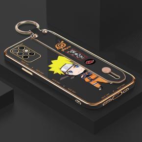 Hontinga for Infinix Note 8i Back Cover With Wristband Luxury 6D Plating Anime Naruto Uzumaki Case Soft Silicone Square Phone Cases