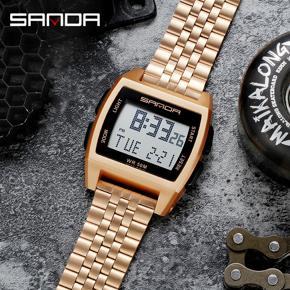 SANDA Brand Men's Steel Band Watch Luminous Waterproof Fashion Trend Men's Waterproof Watch