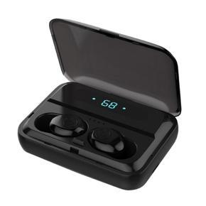 Wireless Earphone 9D Stereo Sport Music Waterproof Led Display Airbuds Headset - black