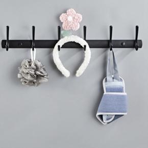 Wall Hanger - with 6 Hooks, Metal Coat Hook Rails Black