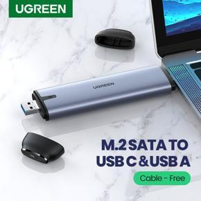 UGREEN SSD Case 10Gbps M.2 NVMe SATA To USB C 3.1 Gen 2 USB 3.0 2-in-1 Adapter For M-Key PCIe B-Key 6Gbps NGFF M2 SSD Hard Drive Case