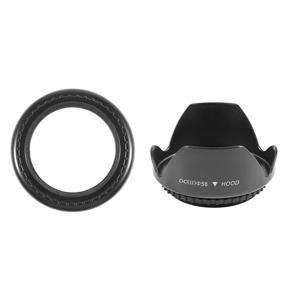 BRADOO- 46mm to 58mm Metal Step Up Filter Ring Adapter & DC-SN HOOD 58mm Screw Mount Flower Crown Lens Hood Petal Shape