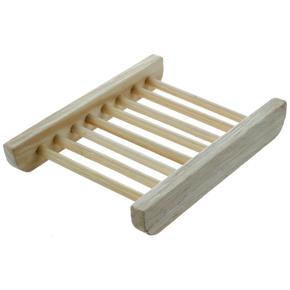 Wood-color Trapezoid Natural Wood Soap Plate Box Bath Soap Tray Holder Dish Shower Wash 12*9*1.7cm