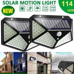 Solar Lights Outdoor, Big size 114 LED Solar Motion Sensor Security Light, 2400mAh 270 Degree Lighting Angle with 3 Modes IP65 Waterproof Solar Powered Wireless Wall solar Light for Garden Patio Fence