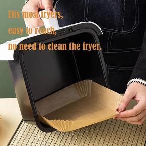 100 Pcs 6.3 Inch Air Fryer Liner Wood Pulp Paper Wood Pulp Paper Square Steamer Paper for Air Fryer Steaming Basket