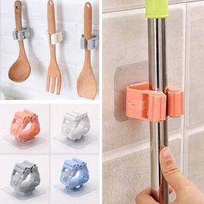 Wall Mounted Mop Organizer Holder Brush Broom Hanger Home Storage Rack Bathroom Suction Hanging Pipe Hooks Household Tools