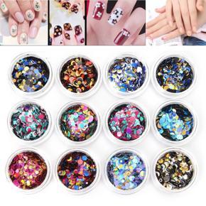 12Pcs Ultrathin Glitter Sequins Multi Color Round Nail Art Decoration Manicure -