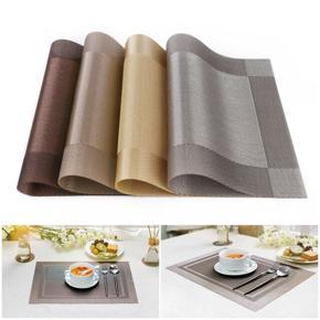 (1 piece) Table Mat Dinning Table Placemats PVC Rectangular Vintage Woven Washable Mat