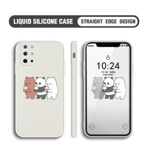 Hontinga for OnePlus 8T Case Cute Cartoon Bear  Phone Case Soft Square Edge Silicone Cases Full Lens Cover Shockproof Protection Cover