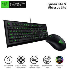 Keyboard Mouse Combo Razer Cynosa Lite Keyboard + Razer Abyssus Lite Mouse Combo 104 Keys Keyboard Ergonomic Keyboard Mouse Set