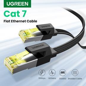 UGREEN Cat 7 Flat Ethernet Cable Nylon Braided Gigabit Flat Cat7 RJ45 LAN Cable High Speed Internet Network Patch Cord 10Gbps Compatible for PS5 Gaming PS5 PS4 Xbox One PS3 PC Laptop Router Computer