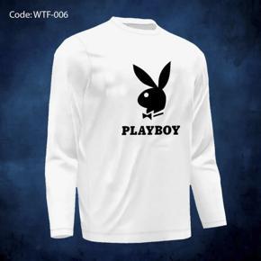 PLAYBOY white long Sleeve T-Shirt For Men