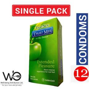 Trust Mee - True Dotted Apple Flavor Condoms for Extended Pleasure - Large Single Pack - 12x1=12pcs