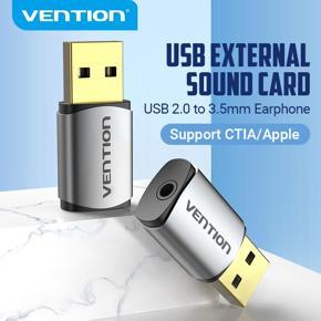 Vention USB Sound Card USB to 3.5mm Jack External USB Audio Adapter For Desktop PC Laptop PS3 PS4 Surface Speaker Earphone USB to Audio Jack Adapter USB Soundcard Adapter