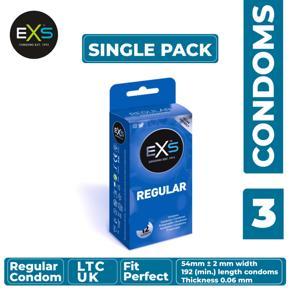 EXS - Regular Condom - Single Pack - 3x1=3pcs (Made in UK)