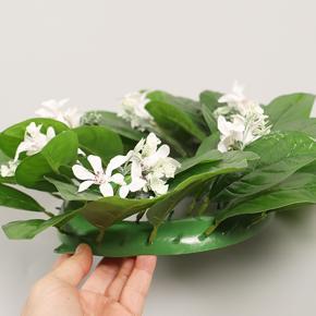 Artificial Magnolia Leaf Cherry Blossoms Wreath for Front Door Wall Window Wedding Party Decoration