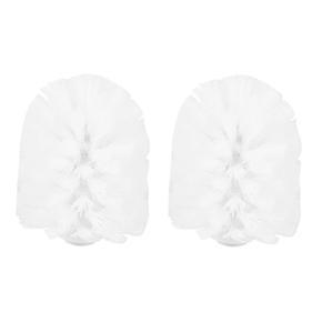 Replacement Spare Bathroom Accessory Plain Plastic Toilet Cleaning Brushes Head Holders White (2x White Heads)