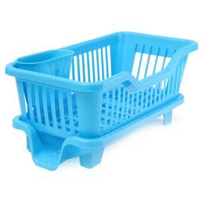 Great Kitchen Sink Dish Drainer Drying Rack Washing Holder Basket Organizer Tray - (blue)