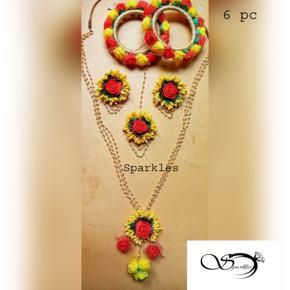 Artificial Flower Non-Bridal Jewellery Set-6 pc