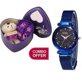 Valentines Gifts For Her Combo of black Watch and Sweet Love Heart Box For Women