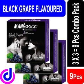 Manforce Black Grapes 3 In One Condom ( Combo Pack 3x3 = 9pcs )