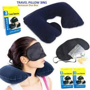 3 in 1 Tourist Air Travel Neck Pillow Car-Eye Mask Sleep Rest Shade-Ear Plug