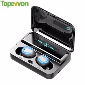 F9 Wireless Bluetooth Earphone Headphone IPX7 Waterproof HD Stereo Noise Cancelling Earbuds LED Display Headset with 2000mAh Charing Box