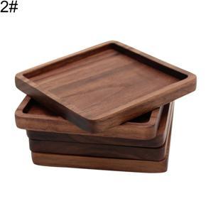 Round Square Cup Coaster Black Walnut Wood Insulation Dining Table Mug Mat Pad