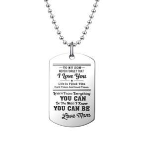 Fashion Men Dog Tag Caving Letters Pendant Chain Necklace Key Ring Jewelry Gift