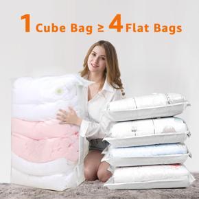 【BestGO】Reusable Vacuum Storage Compression Bags NO More Hand Pump Space Saver Bags Closet Storage Moistureproof Mothproof for School Students Pillows Comforters, Pillows, Bedding, Blankets, Clothes