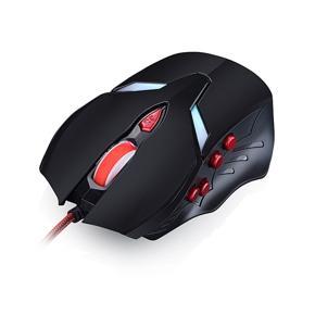 JS-L1 LED USB Wired Optical Game Mouse Adjustable 3200 DPI Laptop 8 Buttons - black