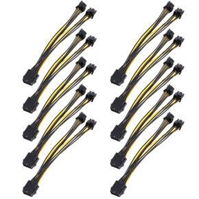 ARELENE 10 Pack PCI-E 8Pin to 2X 8 Pin (6+2) Power Splitter Cable for PCIE PCI Riser GPU Power Y - Splitter Extension Cable