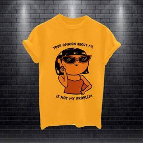 Ladies Yello My Problem Half Sleeve T-shirt