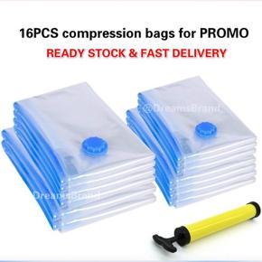 【BestGO】Promotion 16PCS Vacuum Bags 70x50cm Reusable Vacuum Bag for Travel Home Storage Clothes Pillow (Transparent)