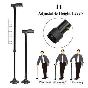 Walking Adjustable Anti-slip Folding Elderly Crutch Cane Aluminum Alloy Stick -