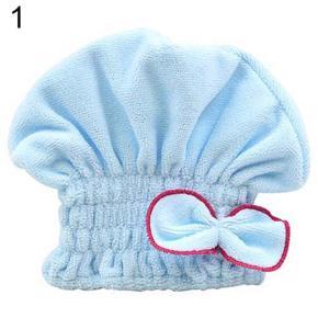 Women's Hair Drying Hat Spa Towel Turban Cap Cute Bowknot Soft Coral Velvet Micro-fiber