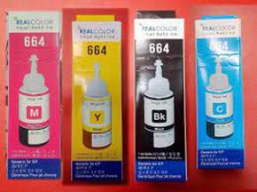 Real Color Inkjet Refill Ink 664 4 Color, 4 Pcs For Epson L120 L130 L132 L210 L220 L310 L365 L380 L382 L486 L550 L800 L805 L1300 L1455 ET-2500 ET-2650